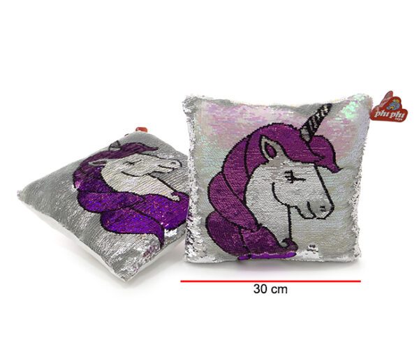 ALMOHADON UNICORNIO DE LENTEJUELAS 30*30CM