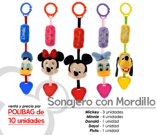 SURTIDO SONAJERO CON MORDILLO DISNEY 20CM