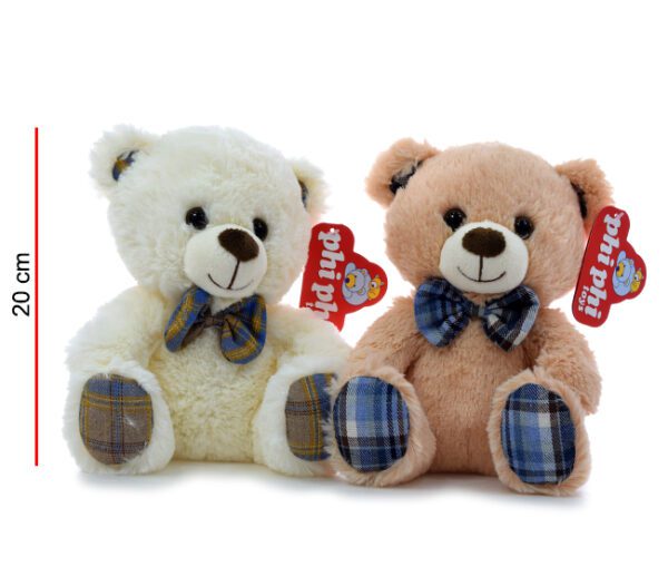 OSO SENTADO BLANCO Y BEIGE 20CM
