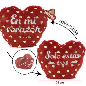 CORAZON REVERSIBLE 2 FRASES CON DORADO 25CM