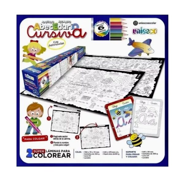 Abecedario Cursiva 2 Super Laminas Para Colorear Y Colgar