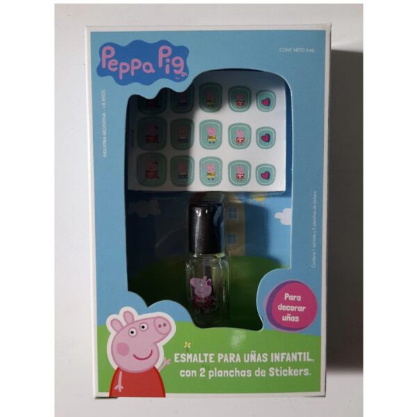 Esmalte + 2 Planchas De Stickers Peppa Pig