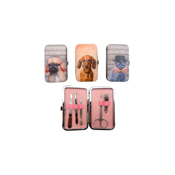 Set Manicura x 5 Pzas. Diseño Perro - Gato