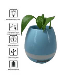 MACETA PARLANTE BLUETOOTH CON LUZ LED RECARGABLE ( MACETERO- FLORERO)