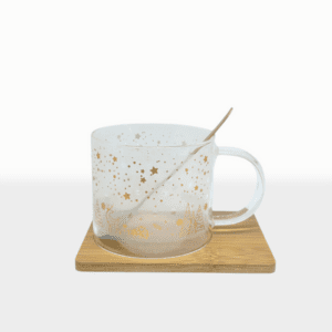 SET TAZA VIDRIO SIMPLE CON CUCHARA