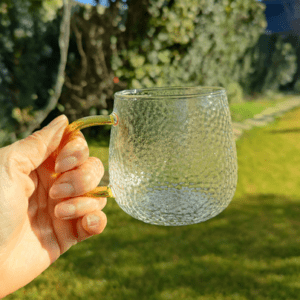 TAZA VIDRIO CHAMPIGNON MANGO DORADO 300ML