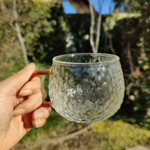 TAZA VIDRIO GRANOS ARROZ MANGO ROJO 300ML