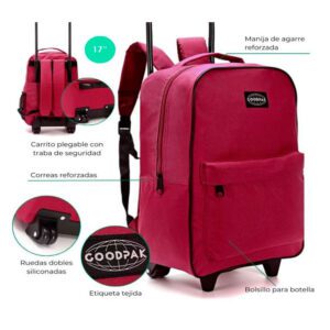 Mochila Goodpak Con Carro Rueda Doble Bordo 17"
