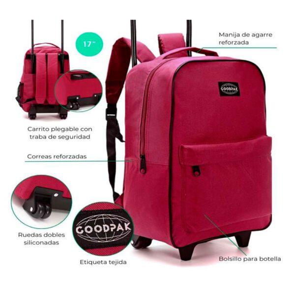 Mochila Goodpak Con Carro Rueda Doble Bordo 17"