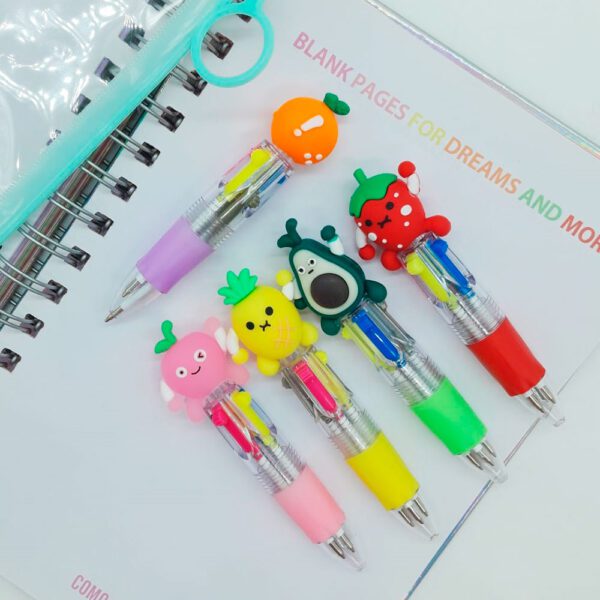 Mini Birome 4 Colores Frutas x 5