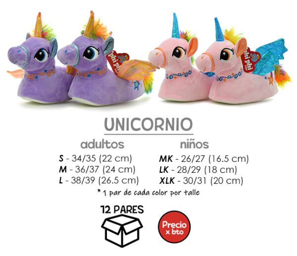PANTUFLA UNICORNIO X 12 PARES