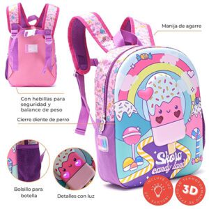 Mochila Petit Ice Cream Con Luz 12 Pulg