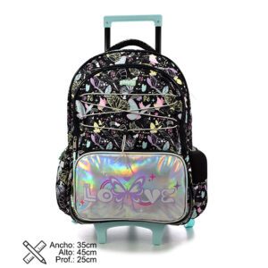 Mochila Con Carro Black Buttefly 19"