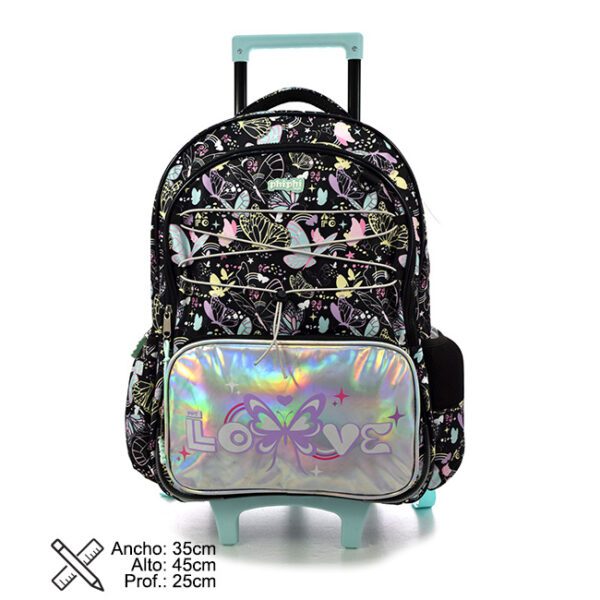 Mochila Con Carro Black Buttefly 19"