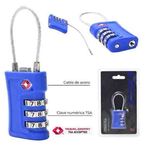 Candado TSA Numerico Con Cable Wanderlust 59x21.5x12 Mm