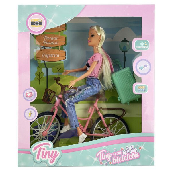 Muñeca Tiny Y Su Bicicleta Viajera 34x28x8 Cm