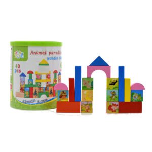 Balde De Bloques Animales 40 Pcs. 18x15 Cm