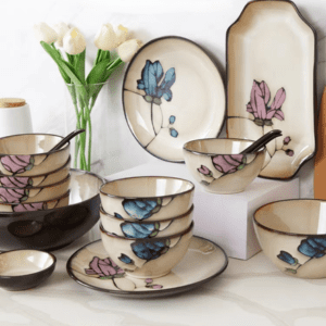 PLATO HONDO MAGNOLIA AZUL CERAMICA 20 CM