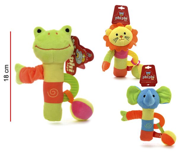 TRES ANIMALES SONAJEROS 15CM
