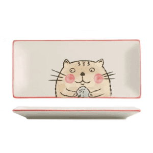 PLATO CERAMICA RECTANGULAR GATO Y PEZ