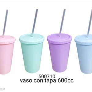 VASO 600CC CON TAPA Y SORBETE-60 LIMA