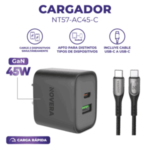 CARGADOR CARGA RAPIDA TIPO C A TIPO C 45W NT57-45WCC