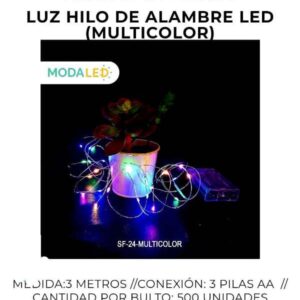 LUZ LED HILO ALAMBRE 20LUSES PILA SF-24-MCOLOR-500