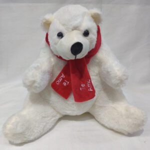 Oso polar sentado pañuelo rojo 30cm
