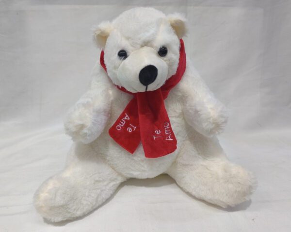 Oso polar sentado pañuelo rojo 30cm
