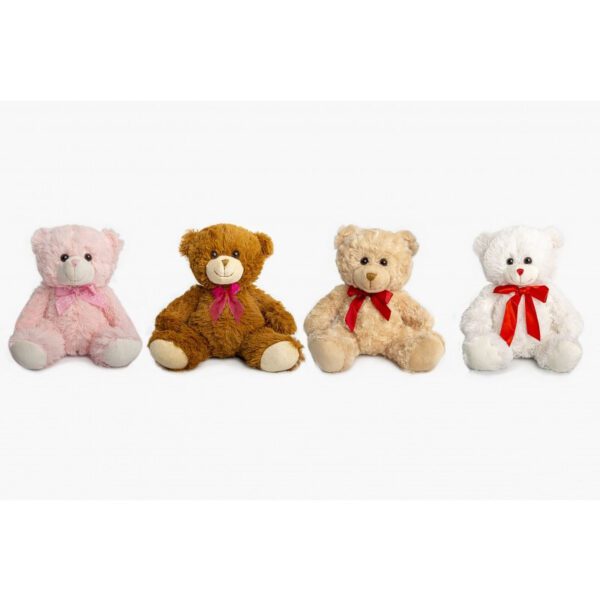 OSO BEIGE, ROSA Y BLANCO C/MOÑOS COLORES 23 CM