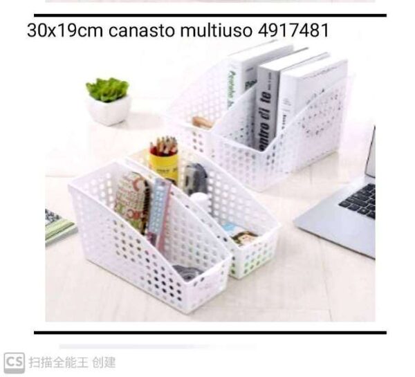 30X19CM CANASTO PVC BLANCO MULTIUSO 4917481