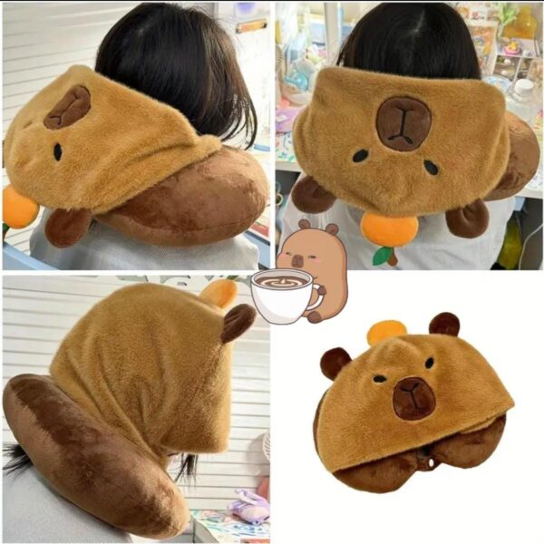 CUELLO DE VIAJE CON GORRO CAPIBARA BELLO