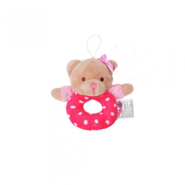 SONAJERO OSO ROSA C/ MOÑO 13 CM -