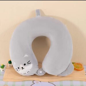Almohada viaje gato gris