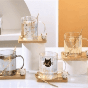 TAZA VIDRIO DISEÑO GATO