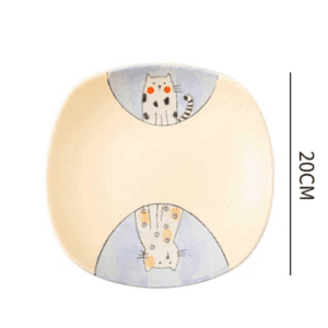 PLATO CUADRADO CERAMICA 8 GATO PAREJA"