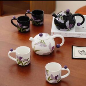 MT09987 SET DE TAZAS CON TETERA FLOR