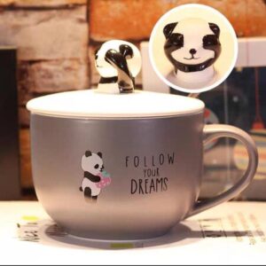 MT09967 TAZA TAZON CERAMICA PANDA GRIS