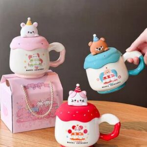 MT09931 TAZA CERAMICA FELIZ CUMPLE ANIMALES
