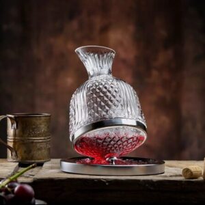 MT09859 DECANTADOR VINO DE VIDRIO CON ARO PLATEADO