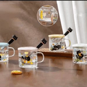 TAZA VIDRIO GATO NEGRO