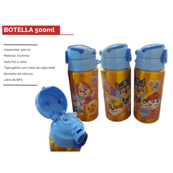 Botella Aluminio 500 Ml Paw Patrol