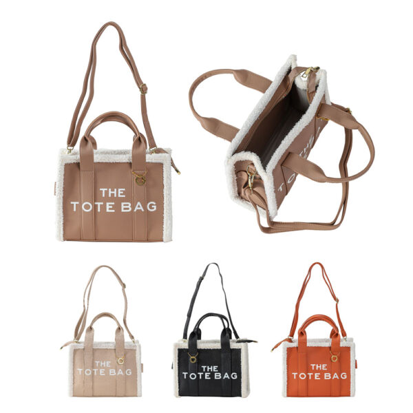 Cartera Tote Bag Combinada PU & Corderito Correa Al Hombro