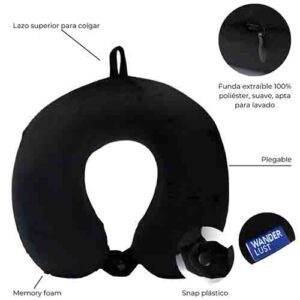Almohadita De Viaje Memory Foam Plegable Con Funda Wanderlust
