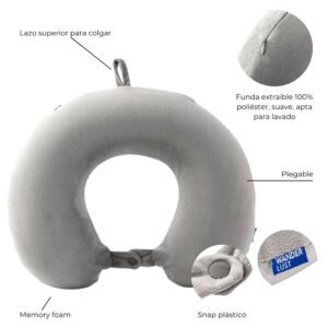 Almohadita De Viaje Memory Foam Plegable Con Funda Wanderlust