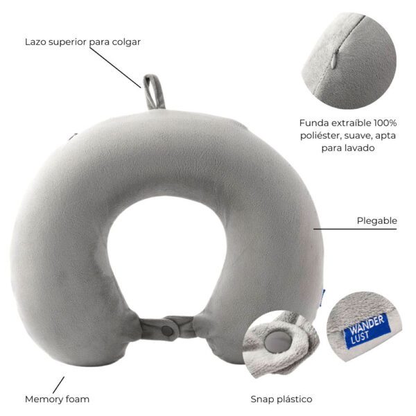 Almohadita De Viaje Memory Foam Plegable Con Funda Wanderlust