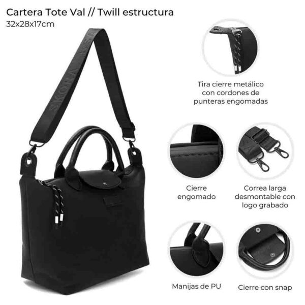 Cartera Tote Val Con Correa Larga Desmontable 32x28x17 Cm