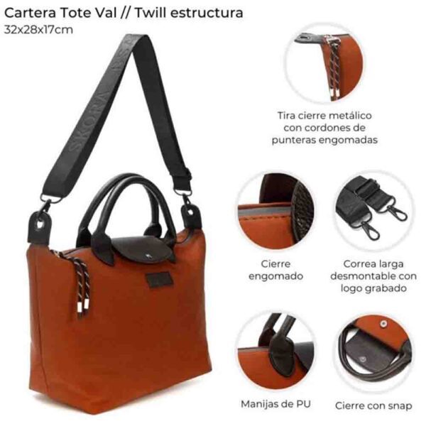 Cartera Tote Val Con Correa Larga Desmontable 32x28x17 Cm