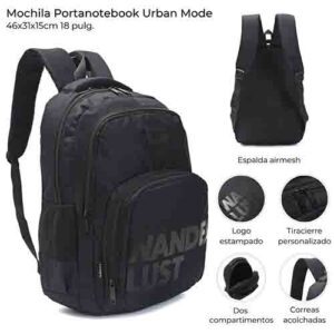 Mochila Portanotebook Urban Mode 18" Compartimento Central 1 Bolsillo