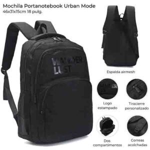 Mochila Portanotebook Urban Mode 18" Compartimento Central 1 Bolsillo